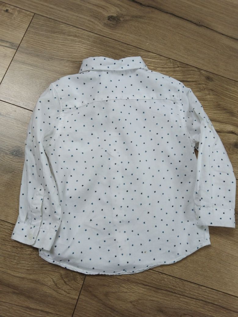 Koszula chłopięca świąteczna Zara 80 w gwiazdki elegancka z kołnierzem