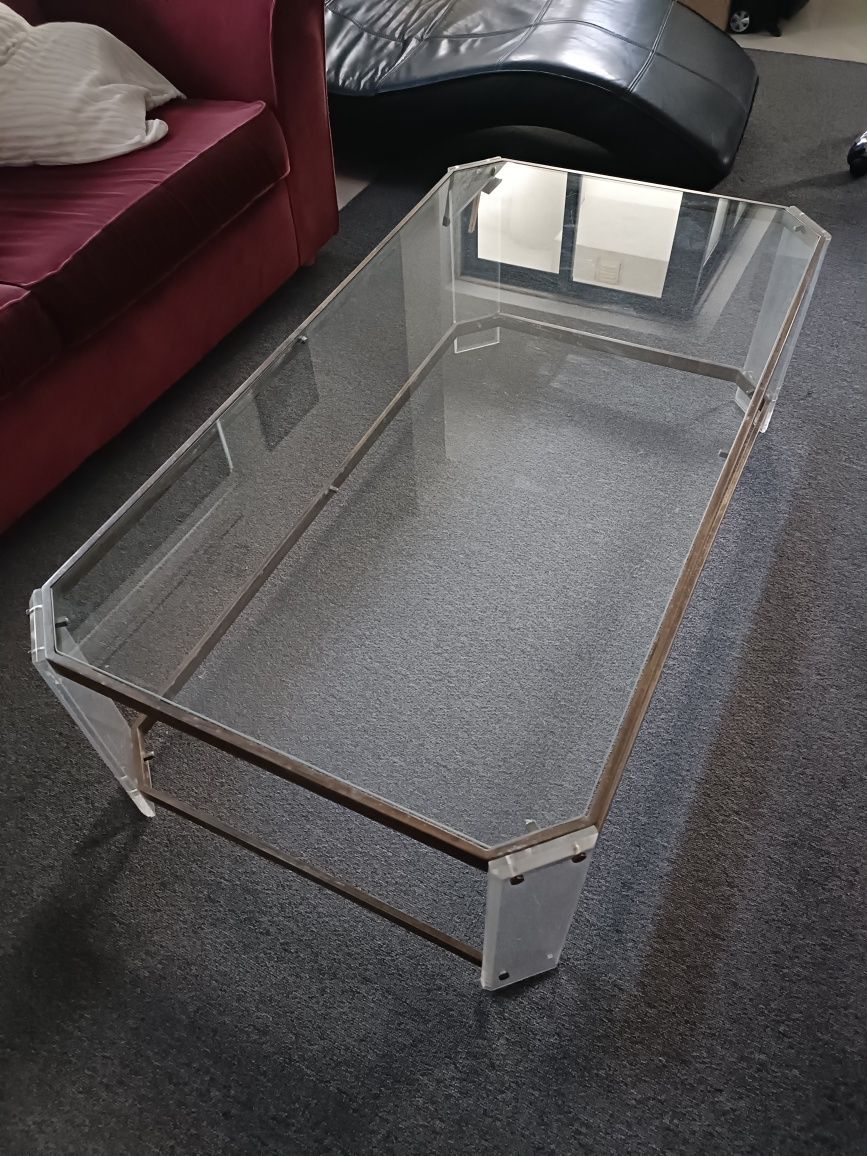 Mesa de Vidro Baixa Retangular