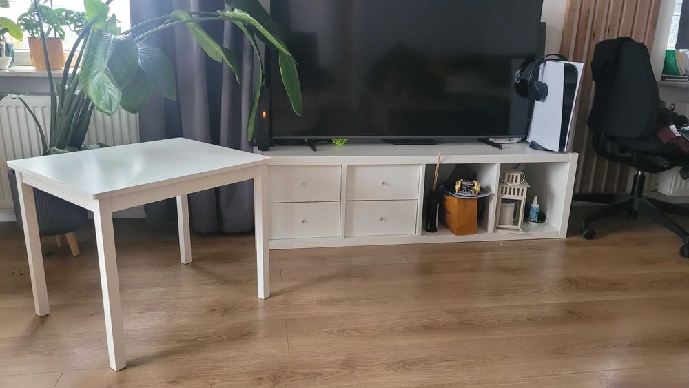 Szafka rtv + stolik kawowy biały komplet Ikea