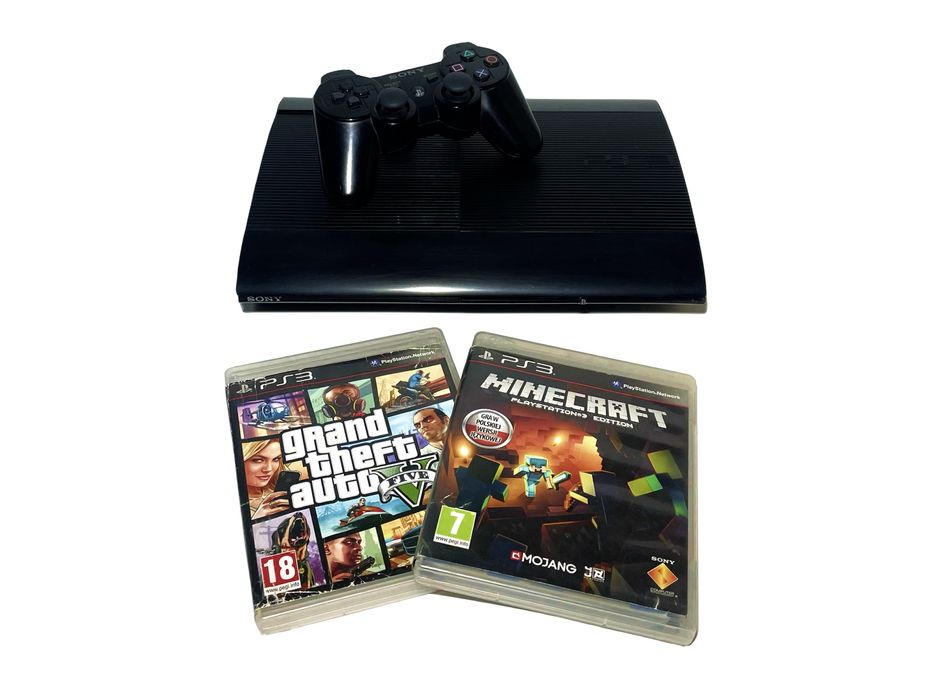 Konsola PlayStation 3 Super Slim 500GB Black z padem i grami – sprawna