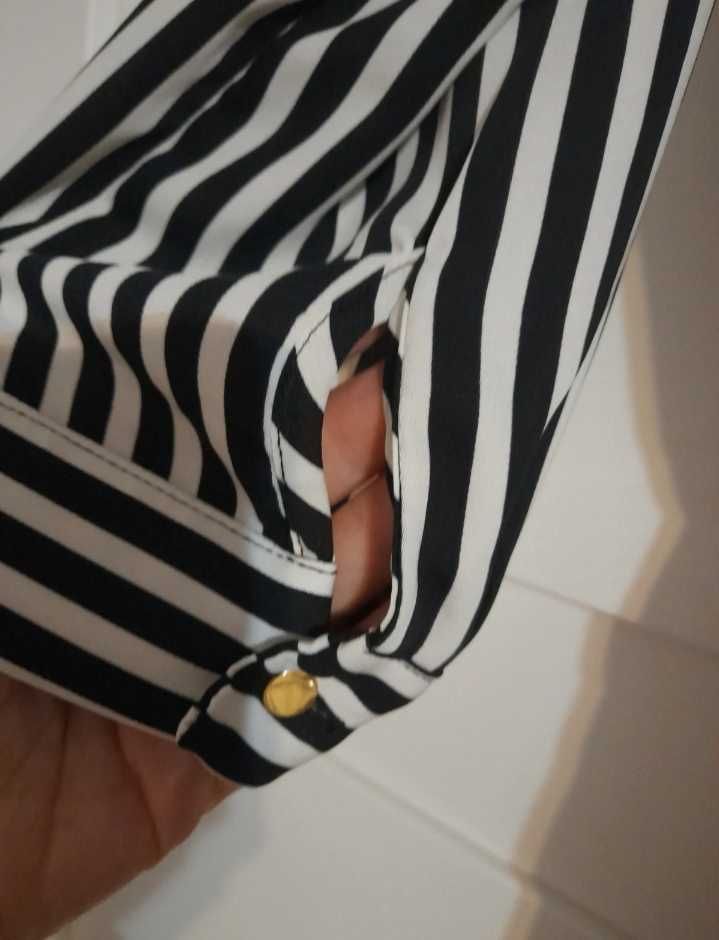 H&M midi elegancka i na cidzien sukienka koszulowa w paski 38