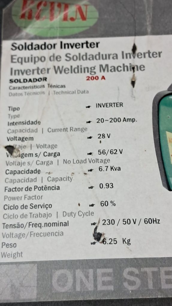 Máquina de soldar inverter 200A