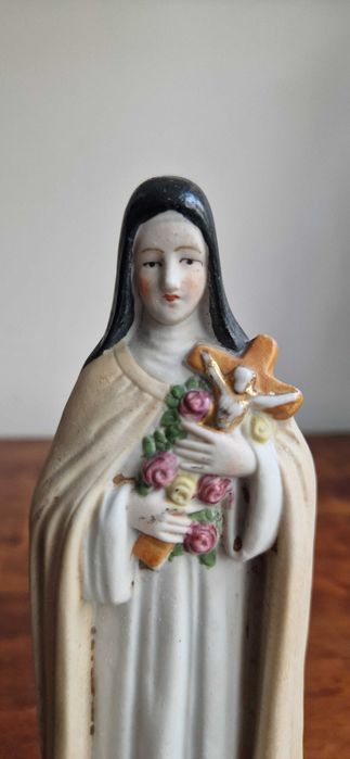 Rzeźba figura Św. Teresa porcelana XIXw Niemcy antyk dewocjonalia