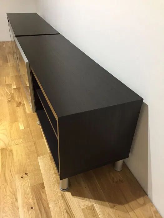 Szafka TV 1 szt. czarna drzwiczki szkło komoda 240cm 120cm szafki RTV