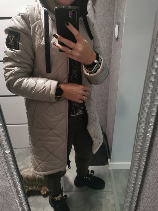 KURTKA parka pikowana VELSATINO szara/popielata/taupe r. M