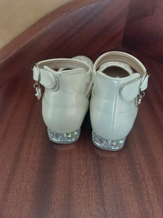 Zlote balerinki z brokatem na rzepy