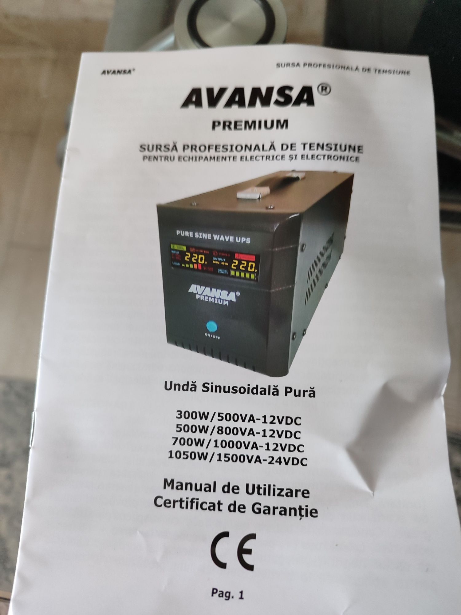 Инвертор Avansa чистая синусоида 300/500wт