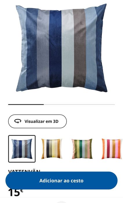 IKEA 3 capas de almofada azul às riscas 50x50