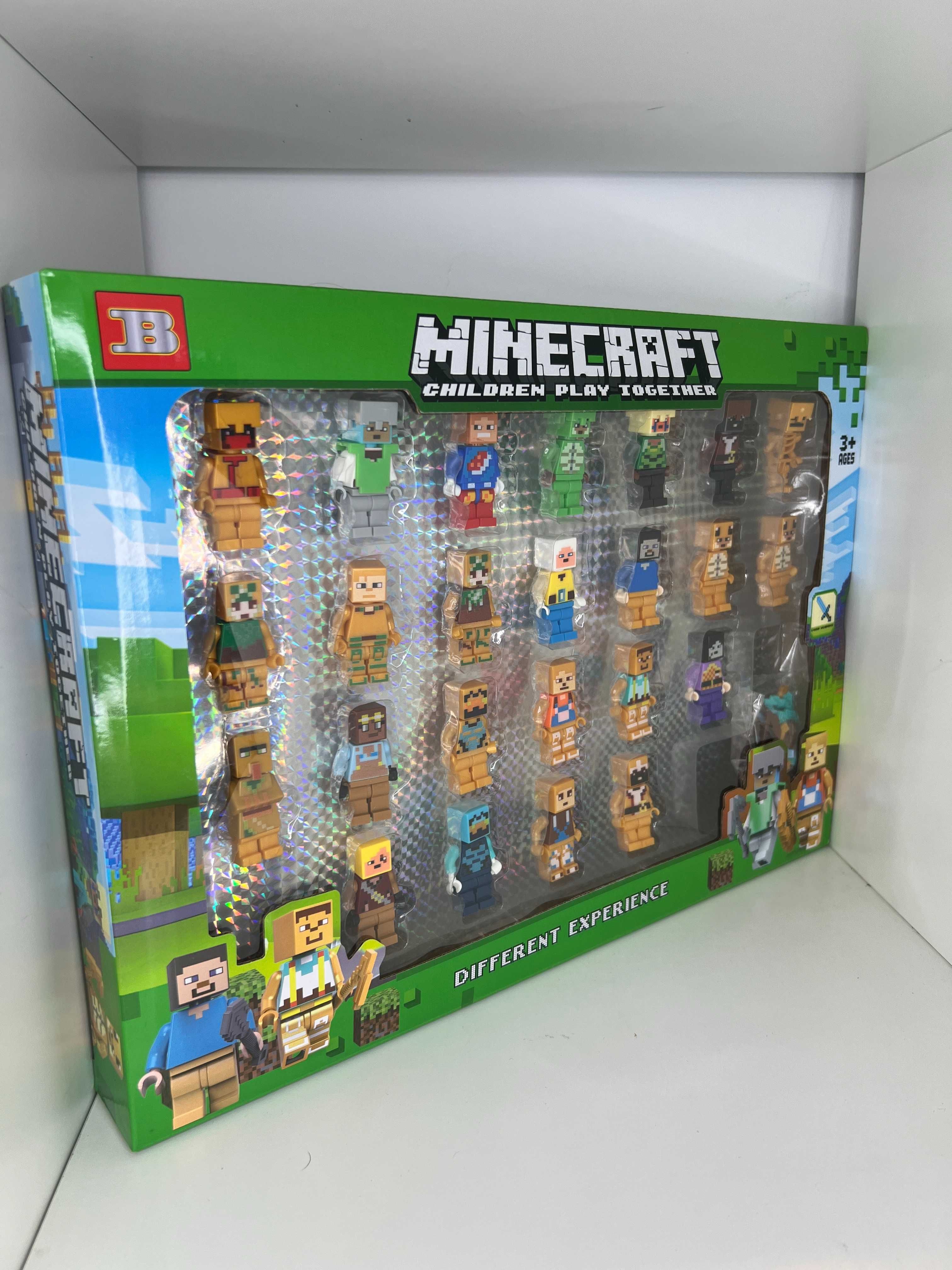 24 szt Ludzików Minecraft Klocki akcesoria Warden Bedrock gold