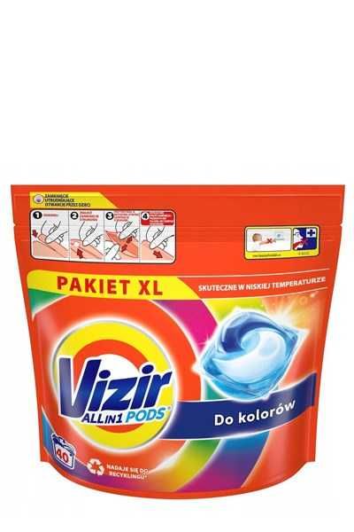Kapsułki Do Prania Kolorów VIZIR All in 1 KOLOR OPAKOWANIE XL 40 sztuk