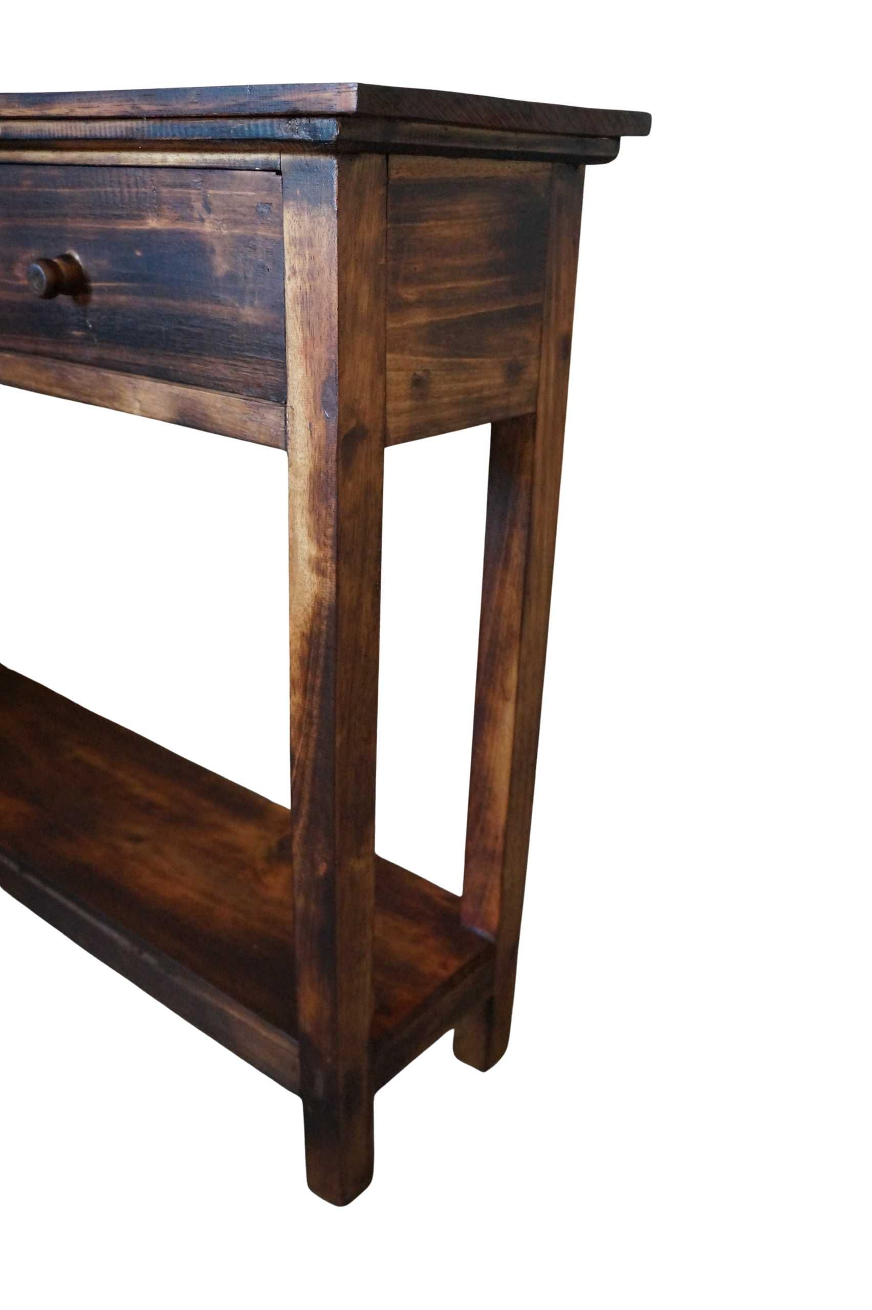 Drewniana konsola z szufladami 100 cm brąz vintage