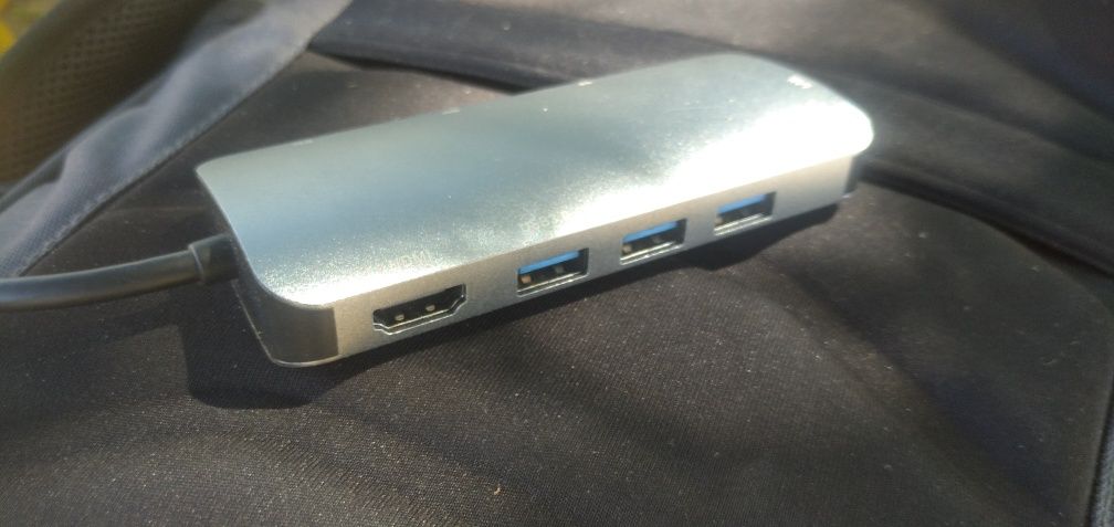 Адаптер 8в1 USB Type-C до HDMI, 3xUSB3.0, LAN, TF, SD, PD