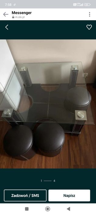 Stolik kawowy z pufami