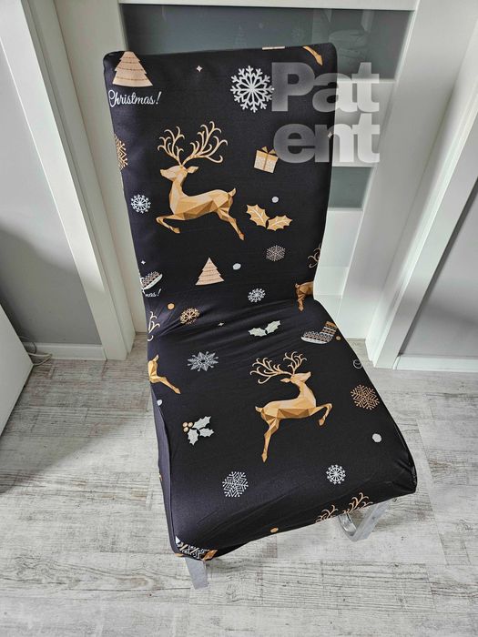 Świąteczne pokrowce na krzesła świąteczne 4 sztuki czarne święta