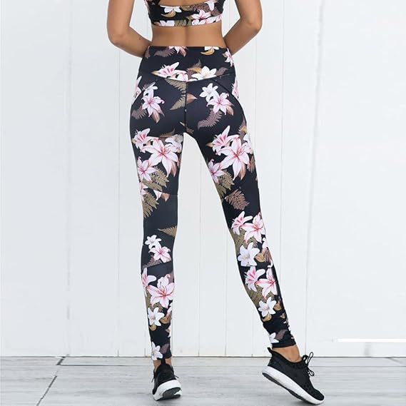 Damski komplet sportowy XL top legginsy Fitness kwiaty