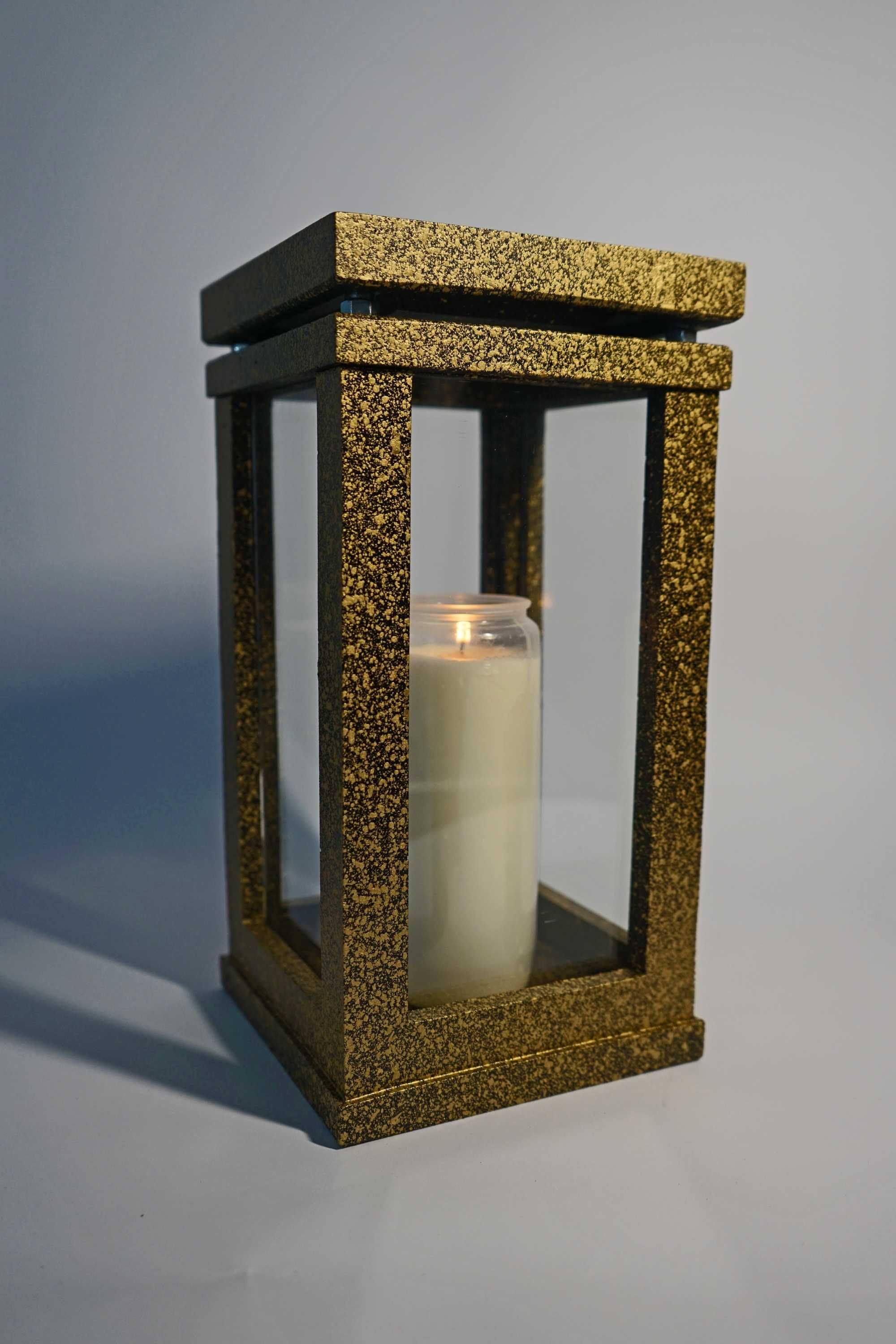 Złoty znicz żywiczny lampion classico