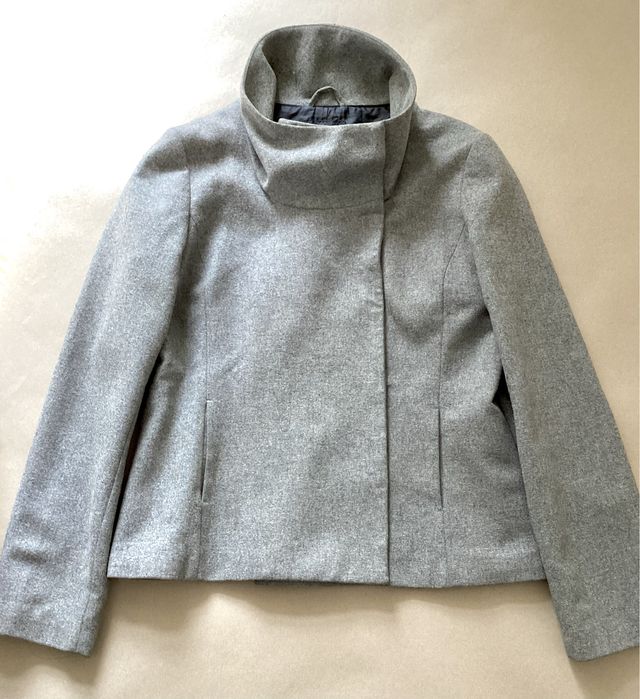 Płaszcz z wiązaniem szary wełniany rozmiar XL 42 H&M