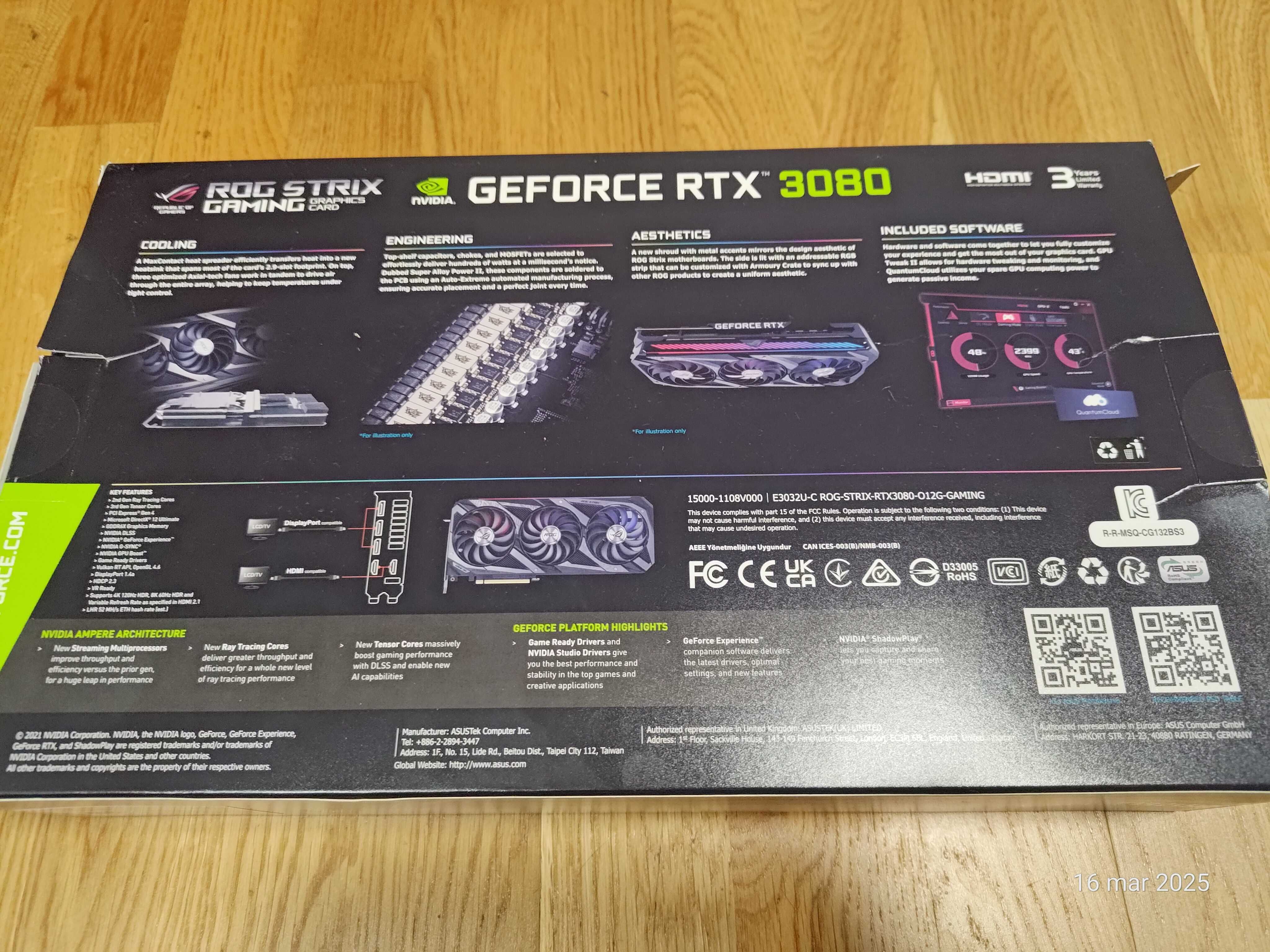 ASUS Rog Strix NVIDIA GeForce RTX 3080 12GB GDDR6X BOX