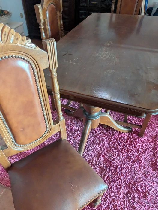 Mesa jantar e cadeiras antiga