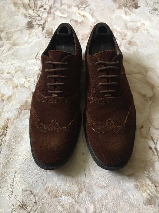 Замшевые мужские туфли броги clarks gore-tex