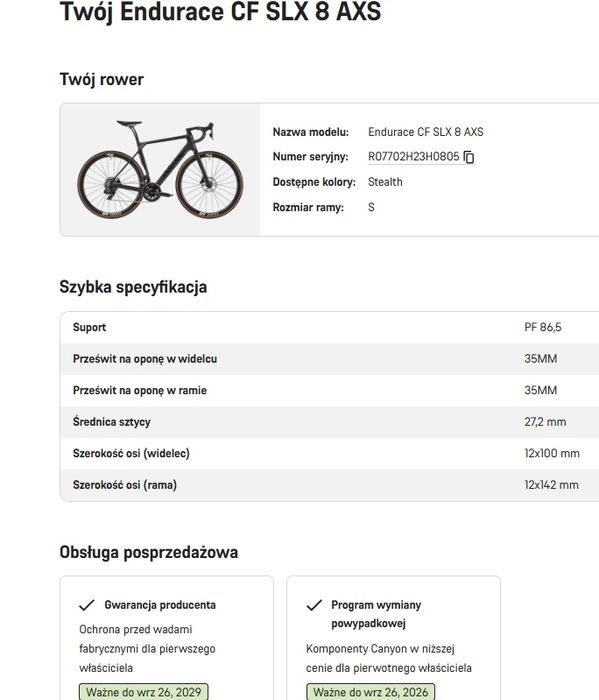 Canyon Endurace CF SLX 8 AXS – rozmiar S z pomiarem mocy Quarq