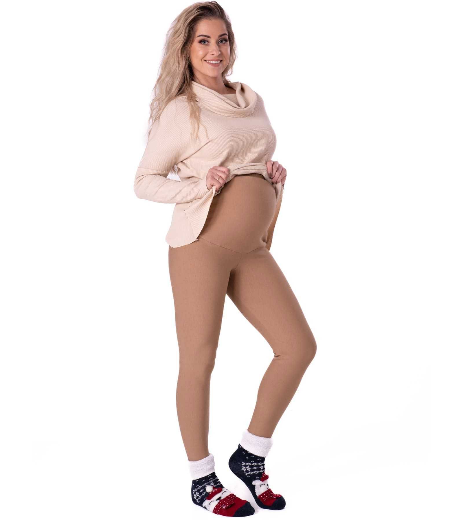 Ciepłe legginsy ciążowe w odcieniu CAMEL