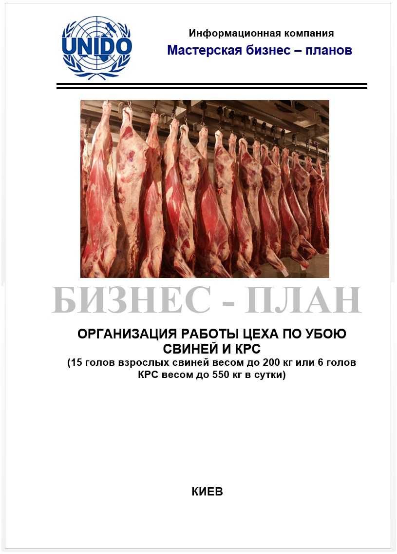 Бізнес план UNIDO. Цех забою. Бройлер, ВРХ, свині. Первинна переробка