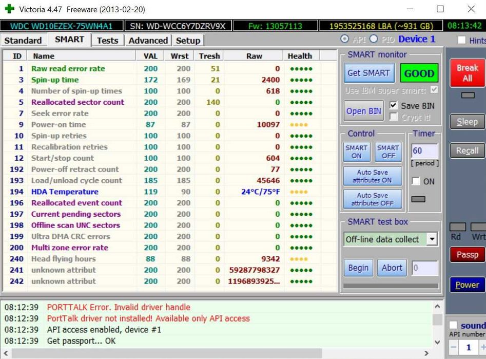 Жёсткий диск на 1Tb WD Blue WD10EZEX