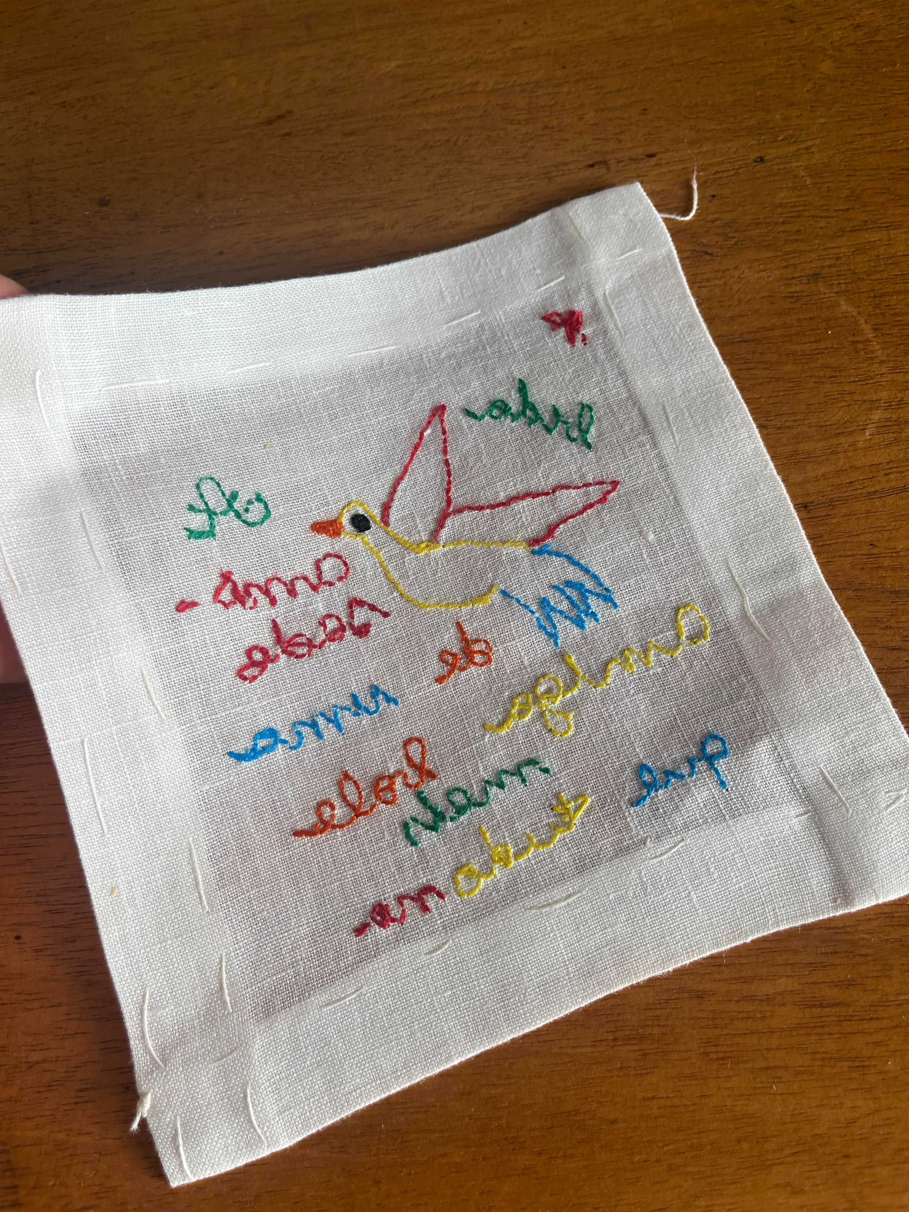 Coleção de 5 Lenços de Namorados 15x15cm em linho, para emoldurar