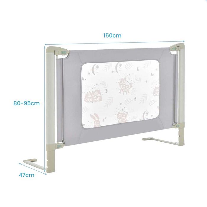 Regulowana barierka ochronna do łóżka 150 x 47 x 80-95 cm. 053