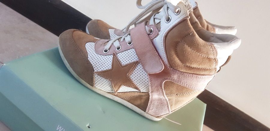 Sneakersy koturn ZIGN pudrowy beż róż r.38 24,5 cm