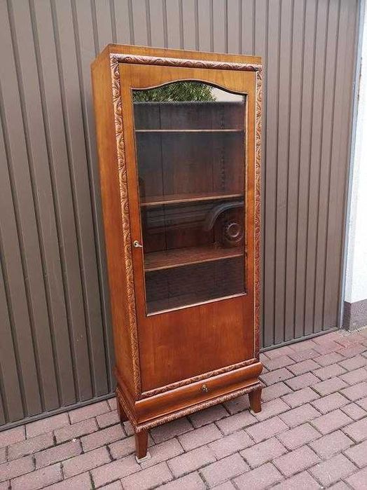 Witryna Biblioteka Słupek Art-Deco Stara Antyk Zgrabna Po Renowacji.