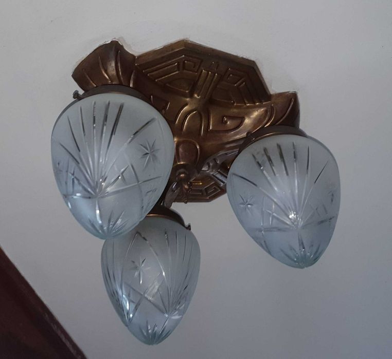 Antyki -Zestaw żyrandoli ,lamp"mosiądz "