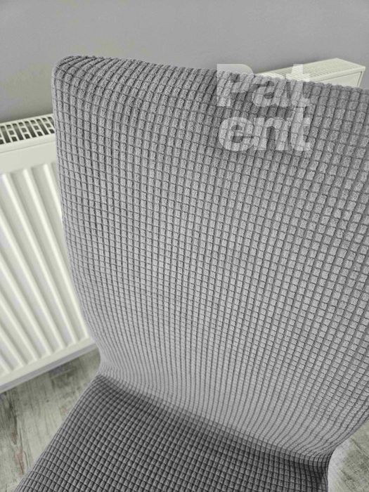 Pokrowce na krzesła szare żakardowe kratka 4 szt siwe