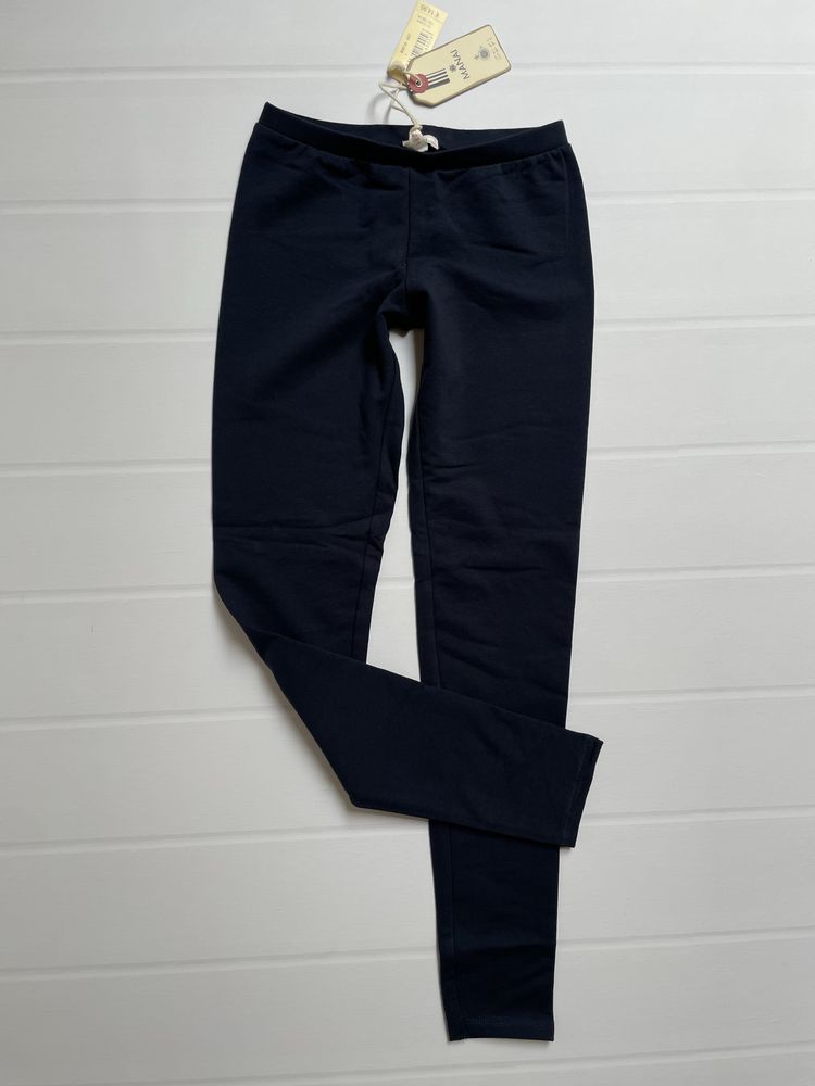 152-158 MANAI granatowe bawełniane spodnie legginsy markowe navy