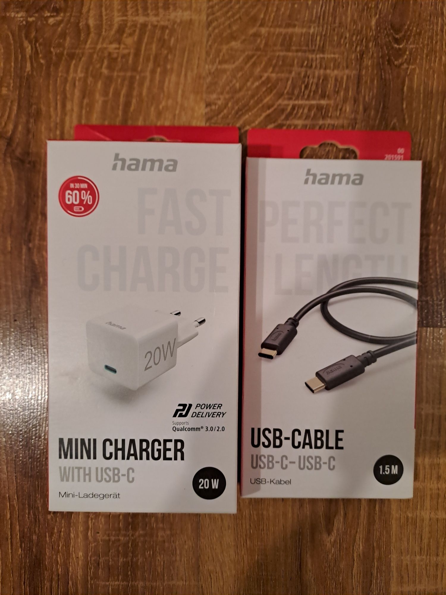Hama mini ładowarka USB-C 20W + kabel USB-C 1,5 m