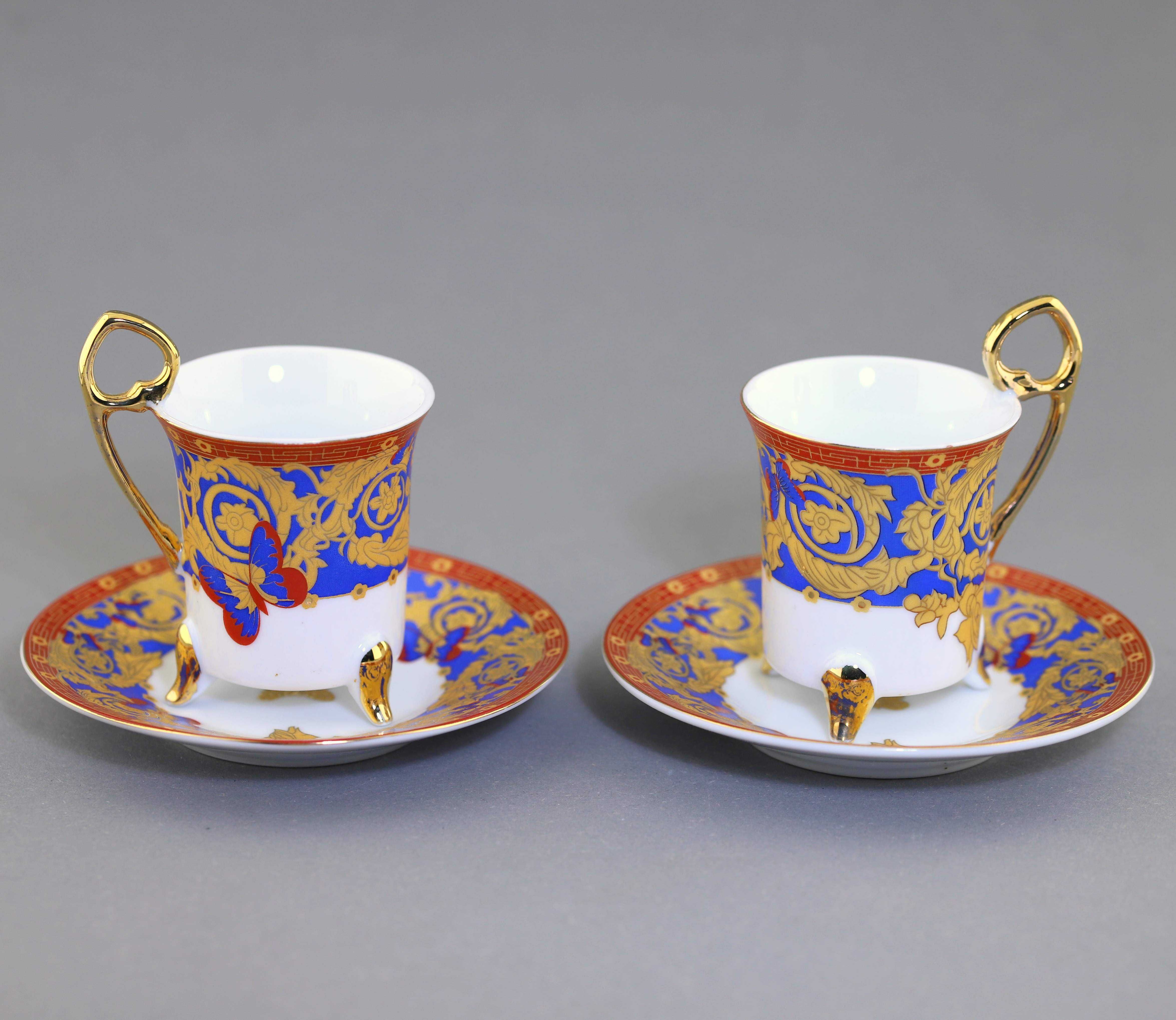 Zestaw duo filiżanka espresso demitasse 80ml w stylu barokowym Niemcy