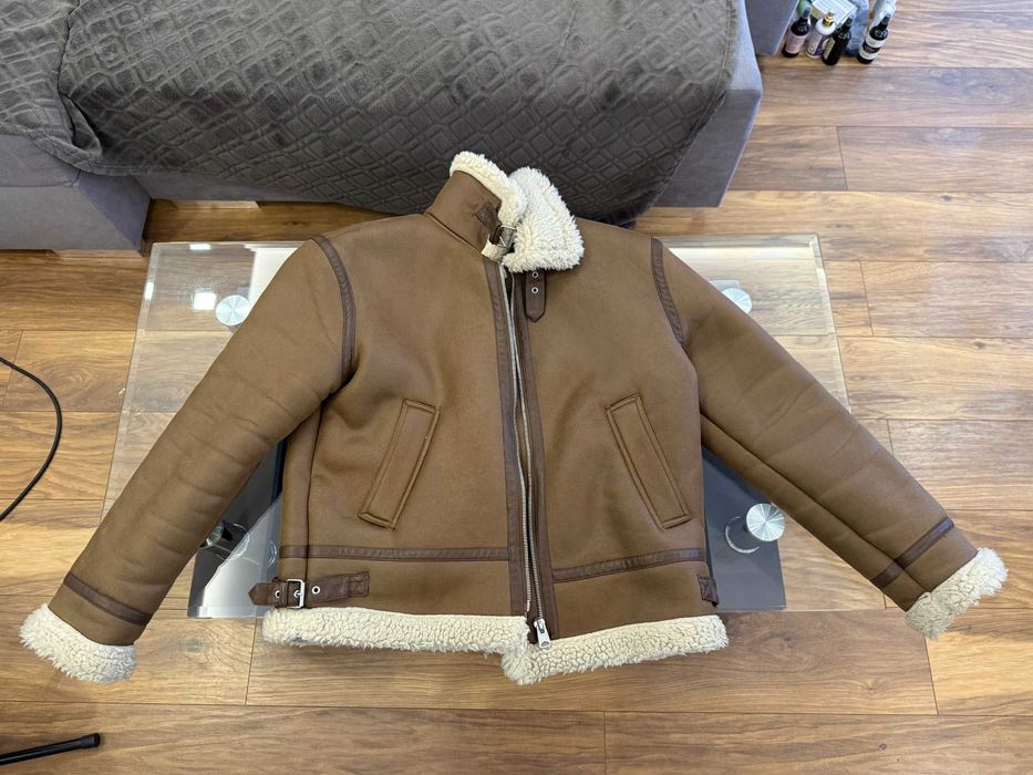 Kurtka pilotka z kożuchem- męska, brązowa ZARA
