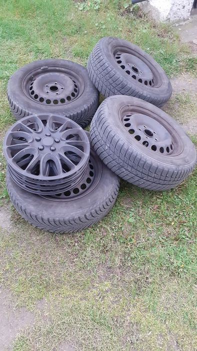 4 x koła felgi stalowe 5x112 skoda, vw, seat, audi i opony zimowe 195/