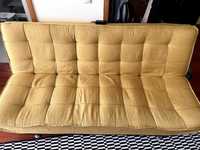 Sofá cama em tecido amarelo 194 L x 98 P x 97 A