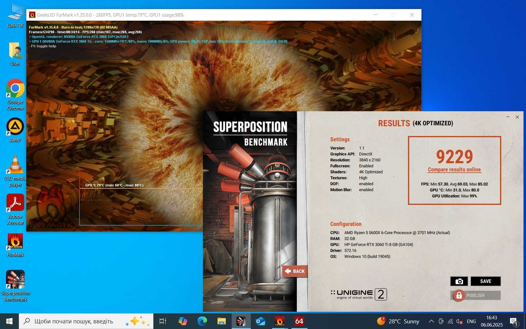 Персональний комп'ютер. Ryzen 5 5600X, GeForce RTX 3060Ti, Ram 32Gb