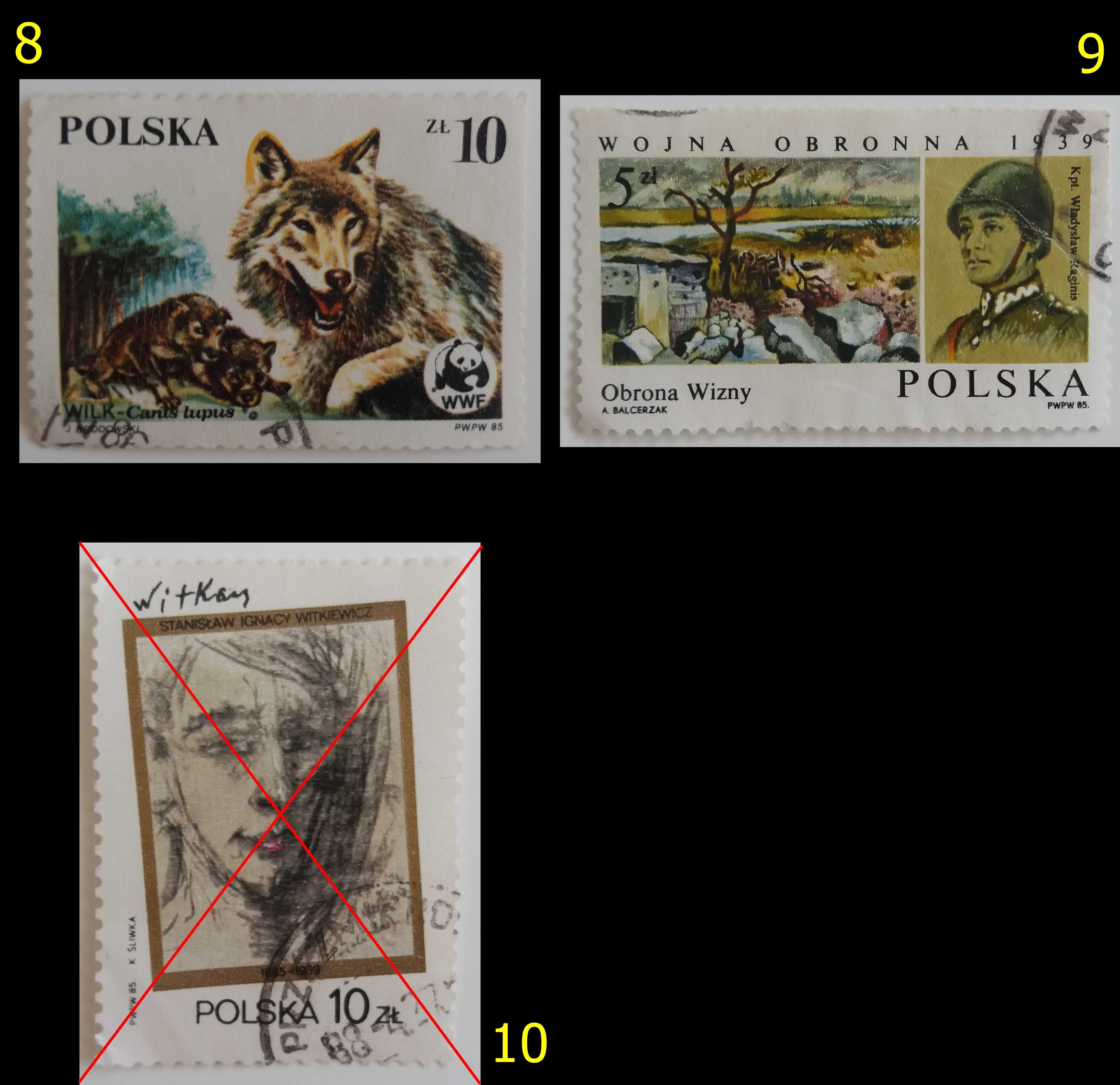 Znaczki pocztowe, Polska 1978-89, 17 sztuk