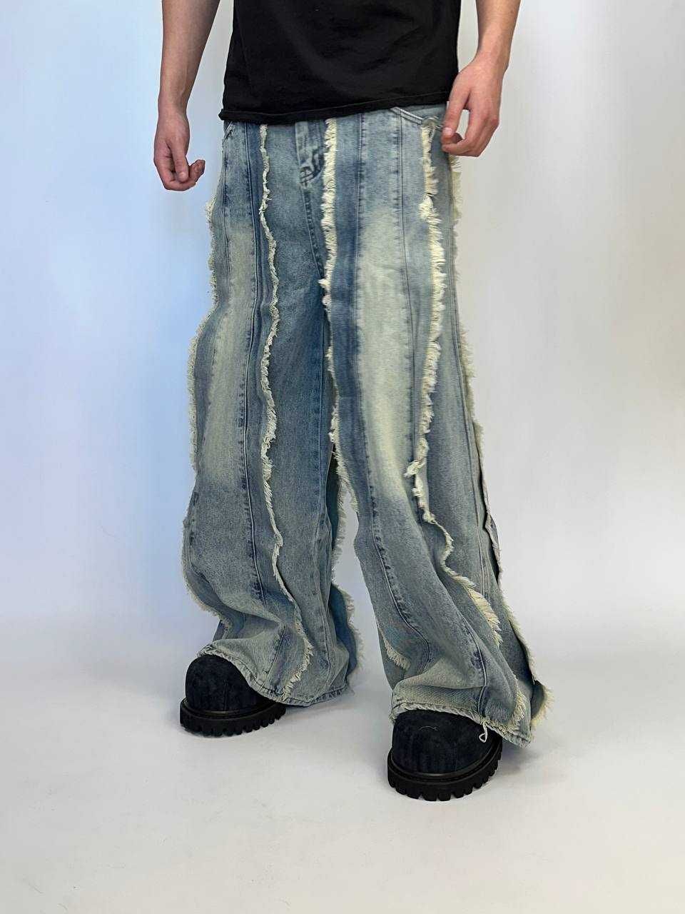 Distressed baggy custom jeans голубі штани джинси M L S