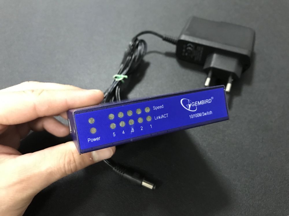 5 портов свич Gembird NS-5PM 100 мегабит інтернет свичь RJ45