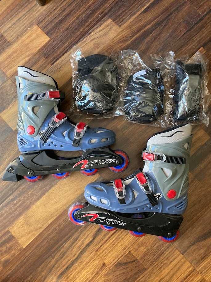 Rolki łyżworolki roller skates Action r 37 zestaw ochraniaczy jak nowy