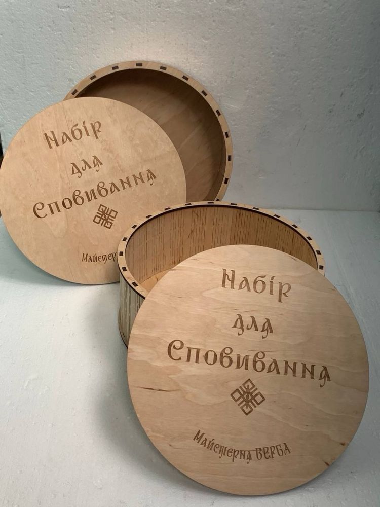 Кругла коробка, круглий бокс, хендмейд коробка, коробка з фанери