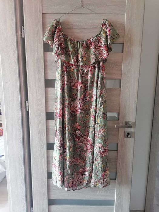 Nowa sukienka hiszpanka maxi w kwiaty 42 wiskoza