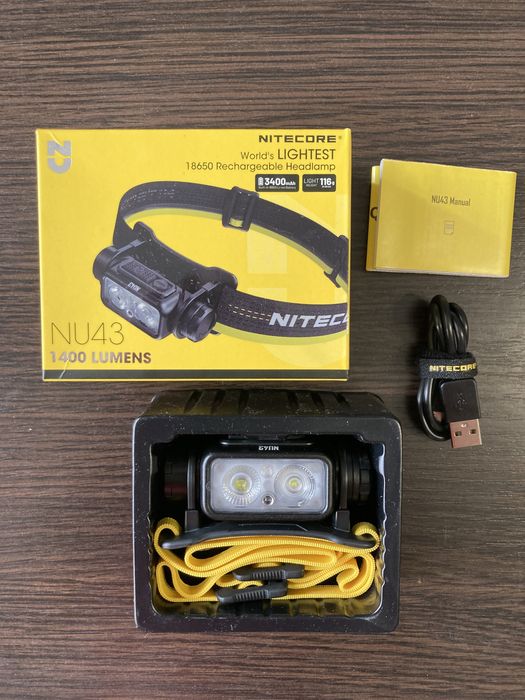 Ліхтар налобний Nitecore NU43 легкий налобный фонарь 1400люмен