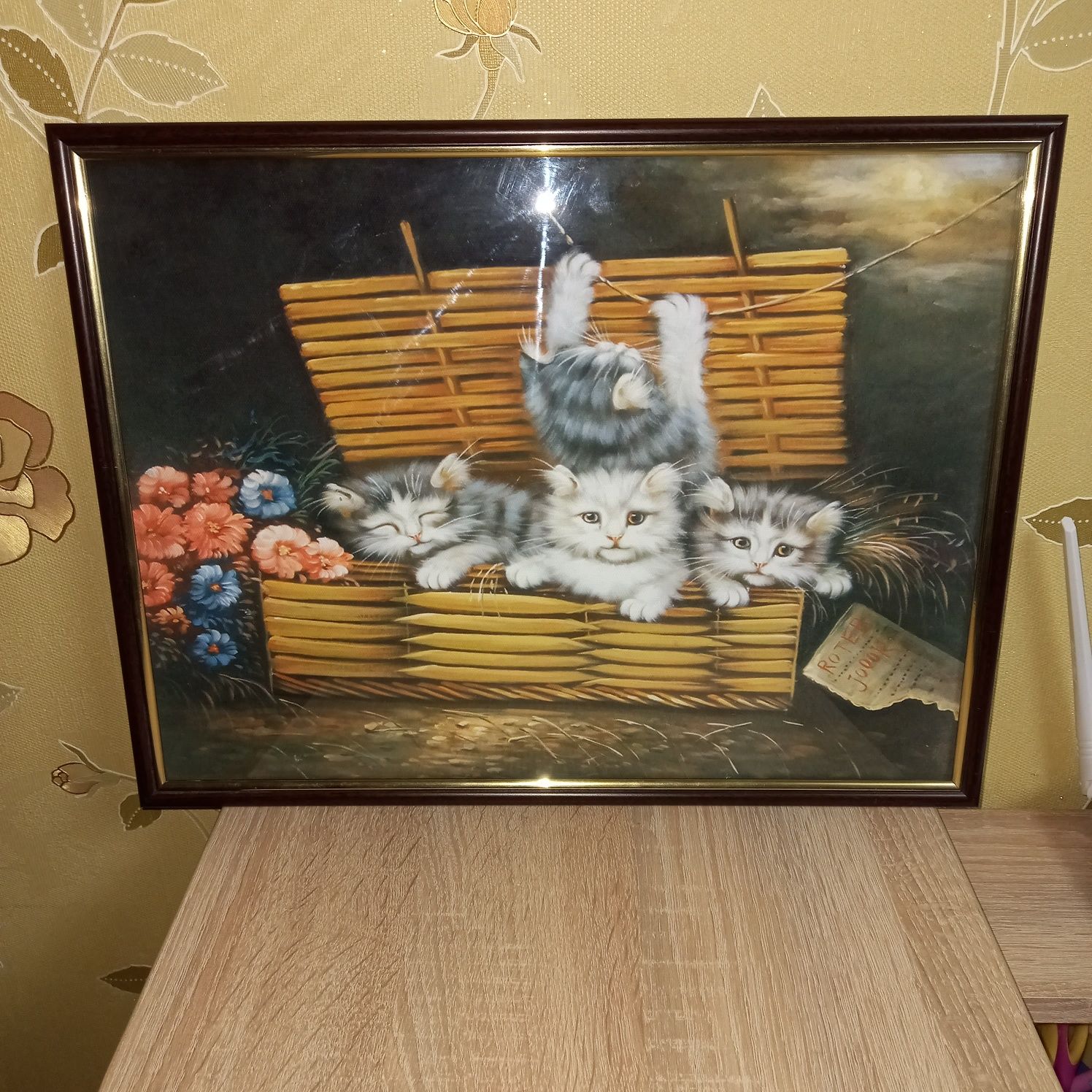 Картина "Котята", холст под стеклом