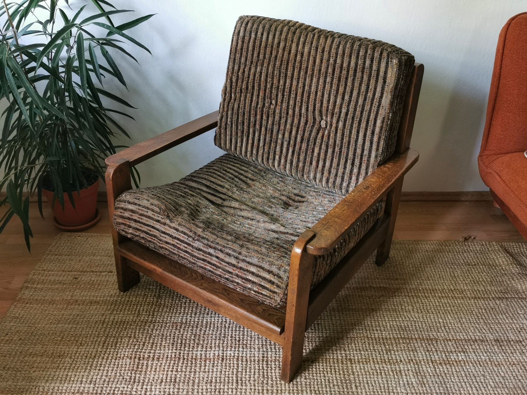 modern retro 2 fotele komplet lite drewno  poduszkami + drugi gratis